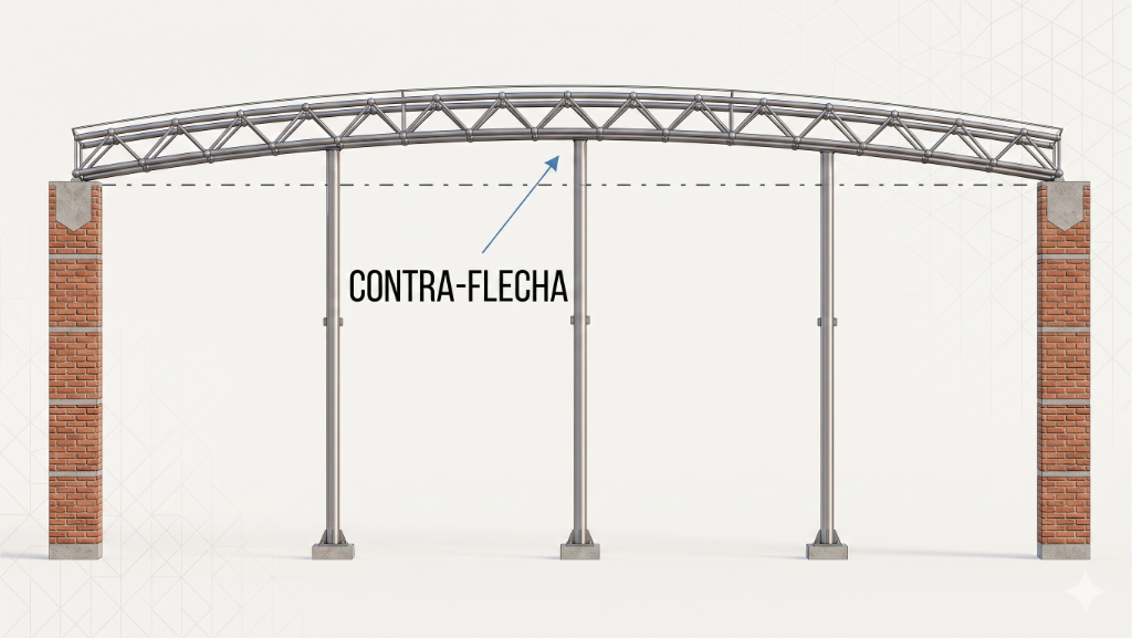 Ilustração de contra-flecha em estrutura escorada